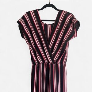 Streetwear Society Black and Red Striped Jumpsuit